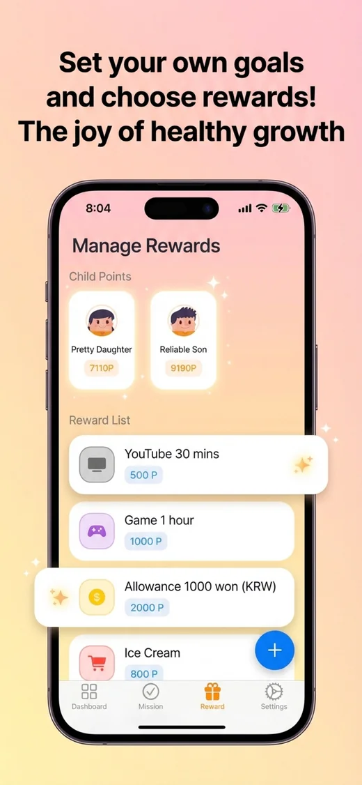 Reward shop where kids trade coins for 30 minutes of YouTube or pocket money